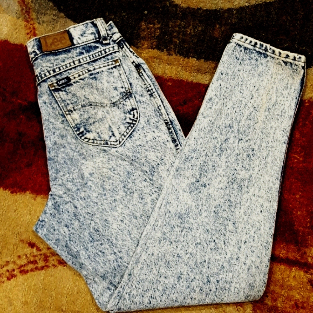 Vintage acid wash jeans, high waist